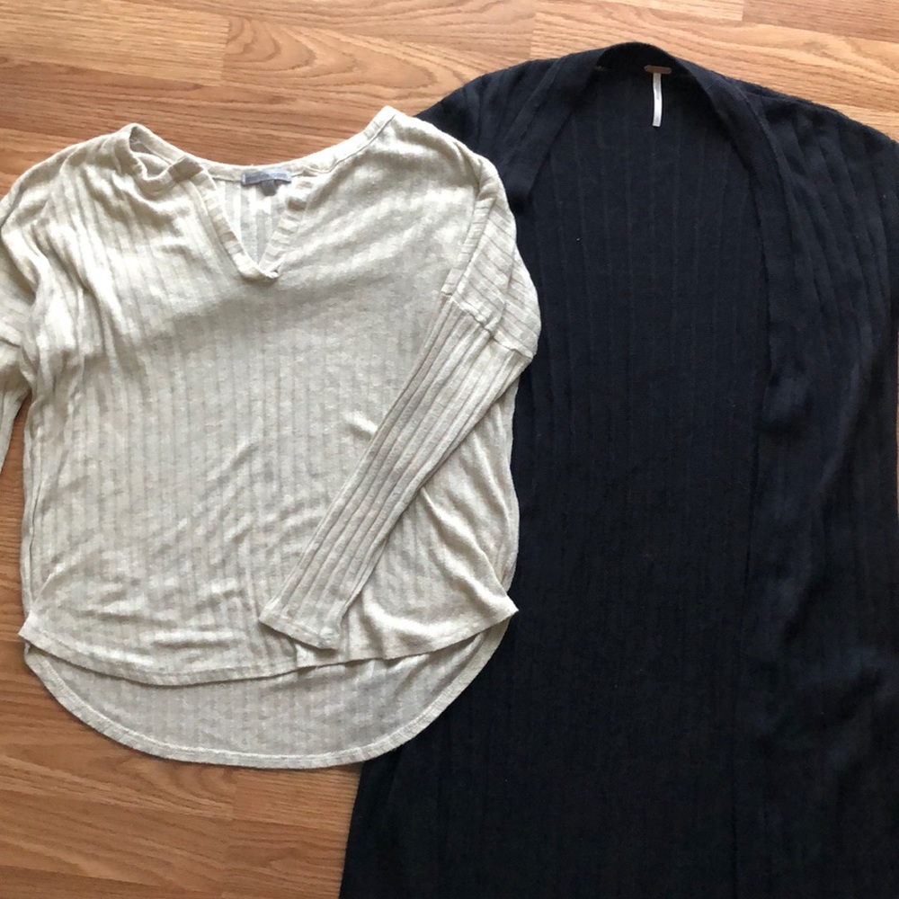 BUNDLE BABES! Free People Cardigan w/ creme top!